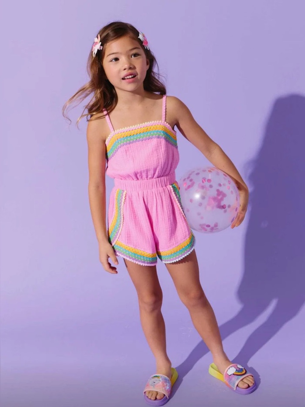 Lola & The Boys Pink Rainbow Summer Romper